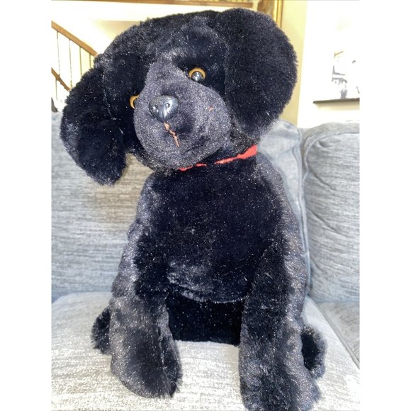 Black Lab Plush Stuffed Puppy Red collar 19” Goffa Internat’l - Picture 1 of 7